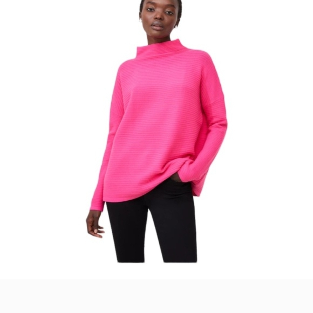 French Connection COLOUR 92 PURE PASION Ribbed Mock Neck Sweater Oversized Large